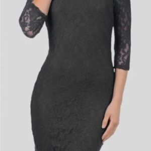 Laundry By Shelli Segal Black Lace Long Sleeve Dress